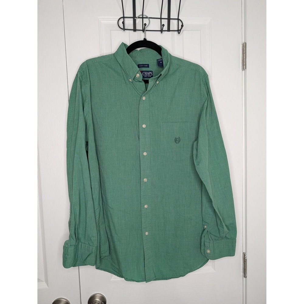 Chaps Mens Long Sleeve Button Down Shirt Canoe Green Easy Care M 750503702003 - Picture 3 of 9